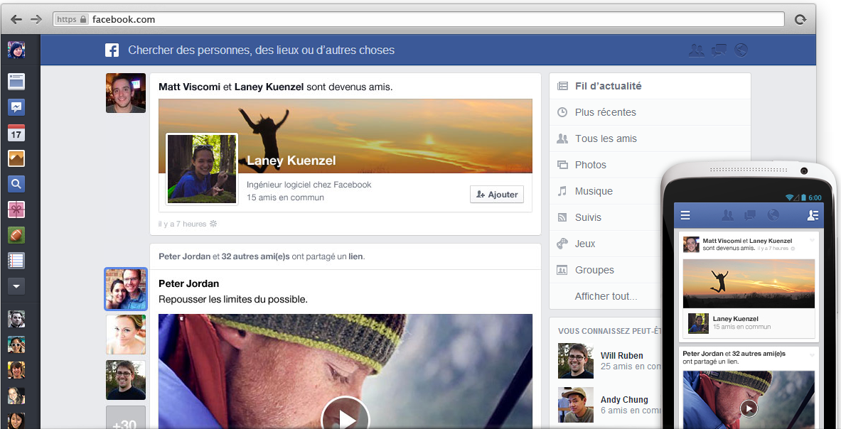 Nouveau design Fil actu Facebook