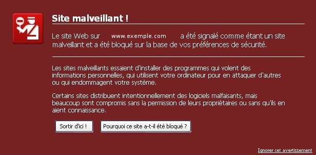 Alerte Site Malveillant Navigateur